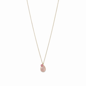 graduation party Rose Quartz Necklace Rose Gold-plated Sterling Silver Adjustable Length