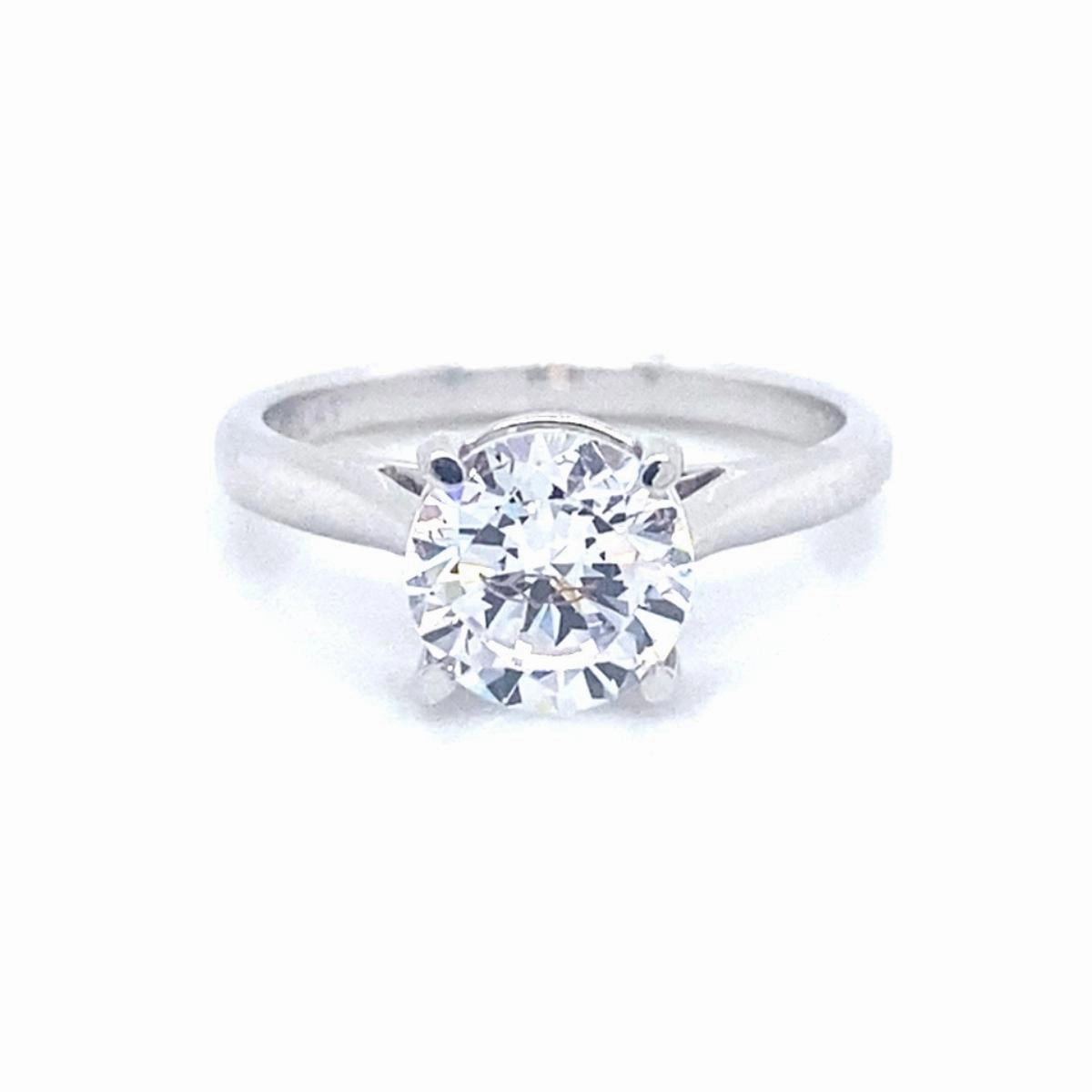 Round Center Solitaire Diamond Engagement Ring Setting in 14K White Gold/Platinum Casual Combo