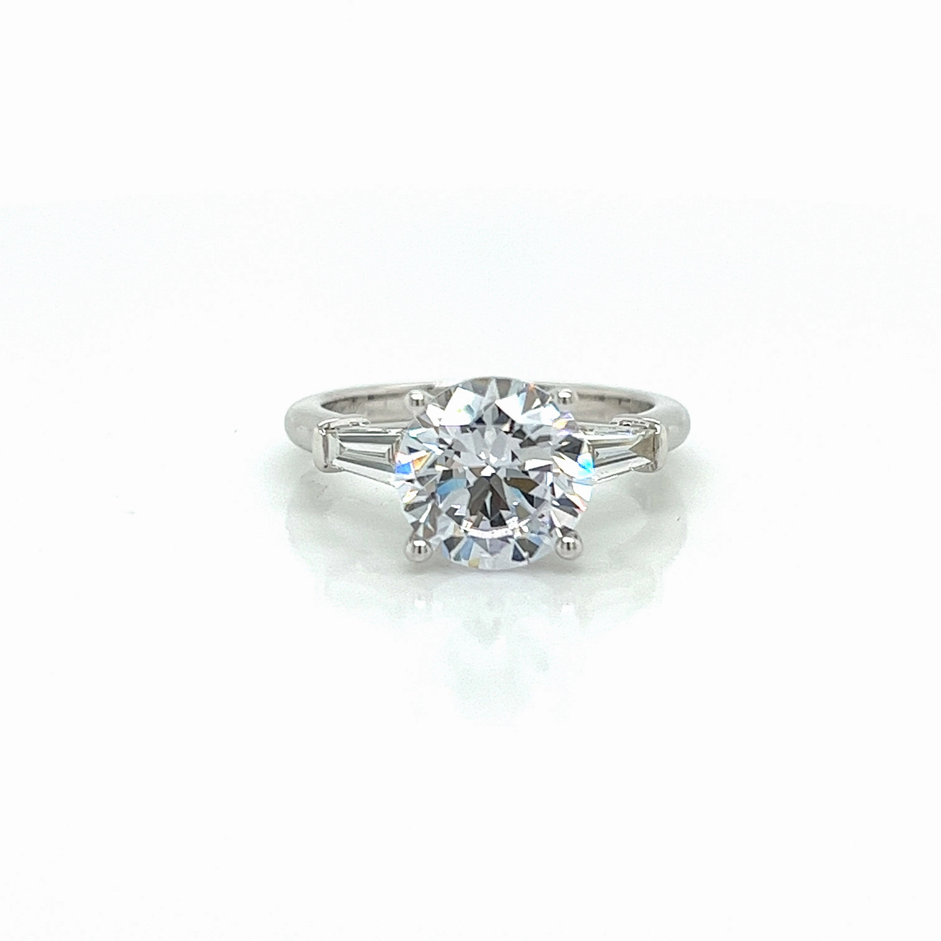 Round Center Three-Stone Diamond Engagement Ring Setting in 14K White Gold (.37ctw) Effortless Detail