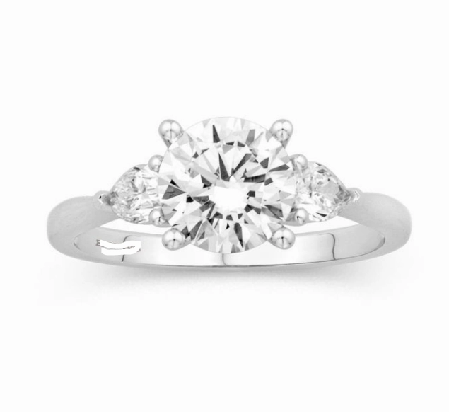 Round Center Three-Stone Diamond Engagement Ring Setting in 14K White Gold (.42ctw) Sophisticated Spark