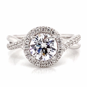 Sleek Look Round Diamond Engagement Ring Setting in White Gold