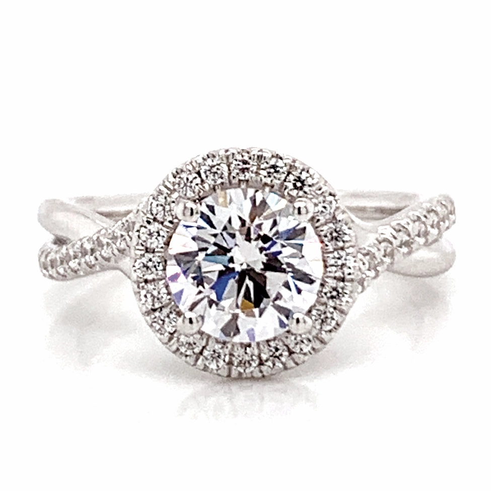 Sleek Look Round Diamond Engagement Ring Setting in White Gold