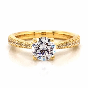 Round Diamond Engagement Ring Setting in Yellow Gold Distinct Highlight