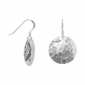 High-Quality Design Round Hammered Sterling Silver Dangle Earrings