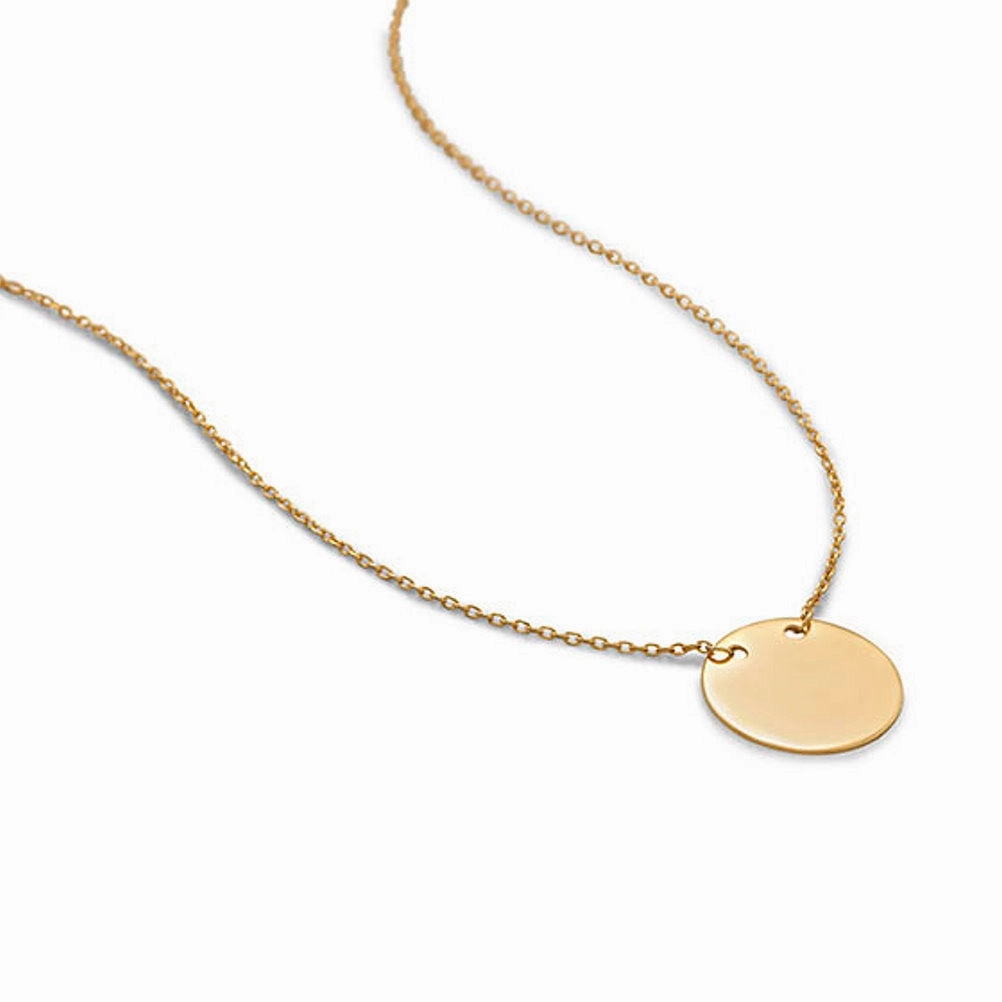 Fall Accent Decorative Pendant Round ID Tag Necklace Engraveable Gold-plated on Sterling Silver