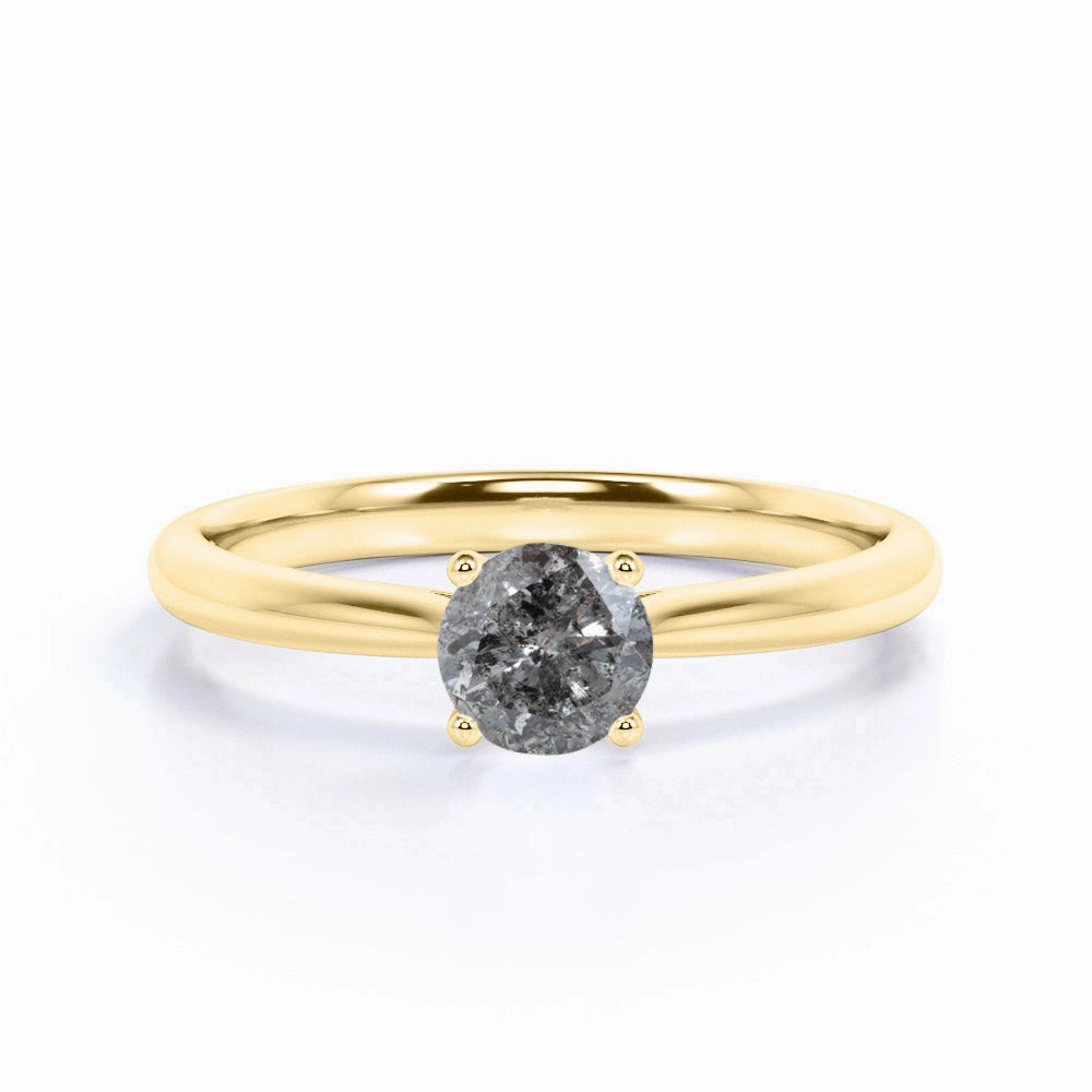 Budget Design Designer Ornament 0.50 Ct Round Salt and Pepper Diamond Solitaire Engagement Ring