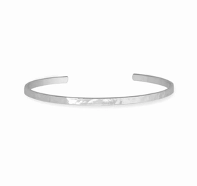 Hammered Finish Cuff Bracelet 3.2mm Width Sterling Silver - Made in the USA Small Business Fast Clarity