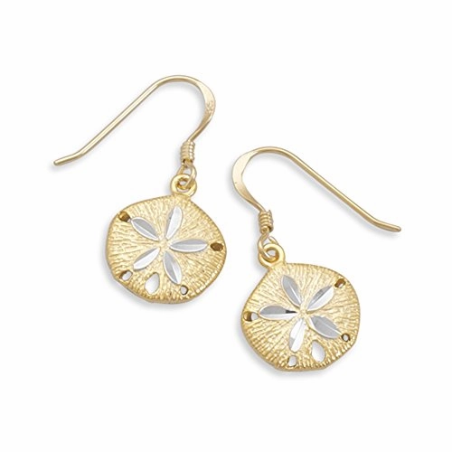 Sand Dollar Two Tone Gold-plated Sterling Silver Earrings Bohemian Jewelry
