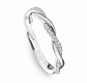 Precious Detail Polished Glam Noam Carver Half Anniversary Diamond Wedding Ring in 14K White Gold (0.20ctw)