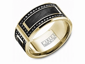 Everyday Fashion Sparkling Shine Carlex Anniversary/Eternity Wedding Ring in 14K Yellow Gold/Black Forged Carbon Fiber (0.78ctw)