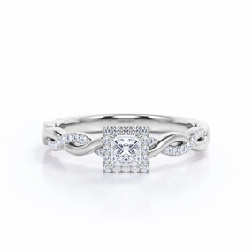 Luxury Memento 0.50 Ct Princess Cut Diamond Infinity Engagement Ring