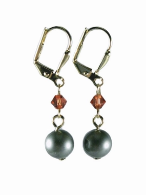 Powder Green Swarovski(R) Crystal Pearl, Padparadascha-color Crystal Earrings Bohemian Accessory Creative Trinket