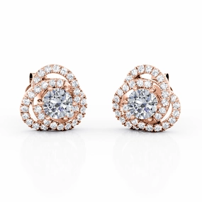 Gorgeous Detail Polished Option Twisted Knot Pave 0.53 CT TDW Round Diamond 6 Prong Classy Ear Studs in White Gold
