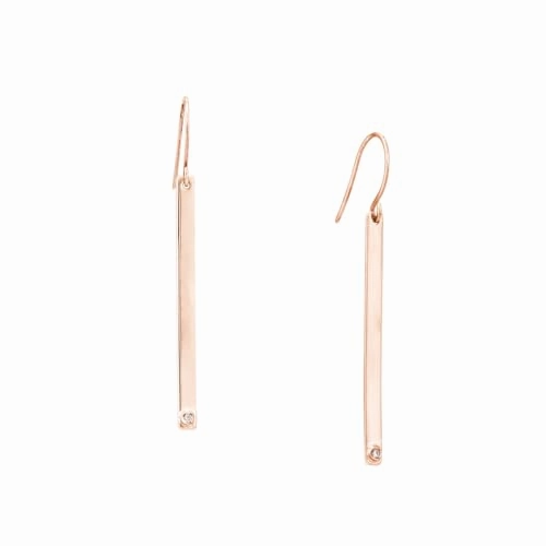 Rose Gold-plated Sterling Silver Bar Drop Earrings with Cubic Zirconia Accent Secure Product Durable Adornment