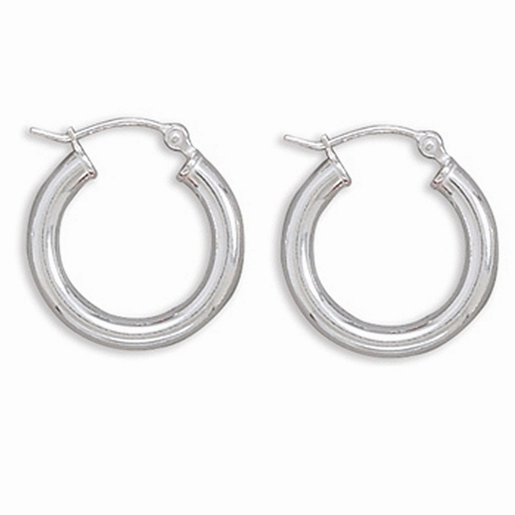 Small 22mm Round Tube Sterling Silver Hoop Earrings Stunning Aesthetic Ornate Creation