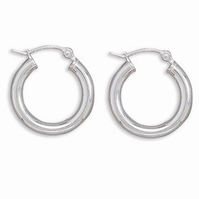 Small 22mm Round Tube Sterling Silver Hoop Earrings Stunning Aesthetic Ornate Creation