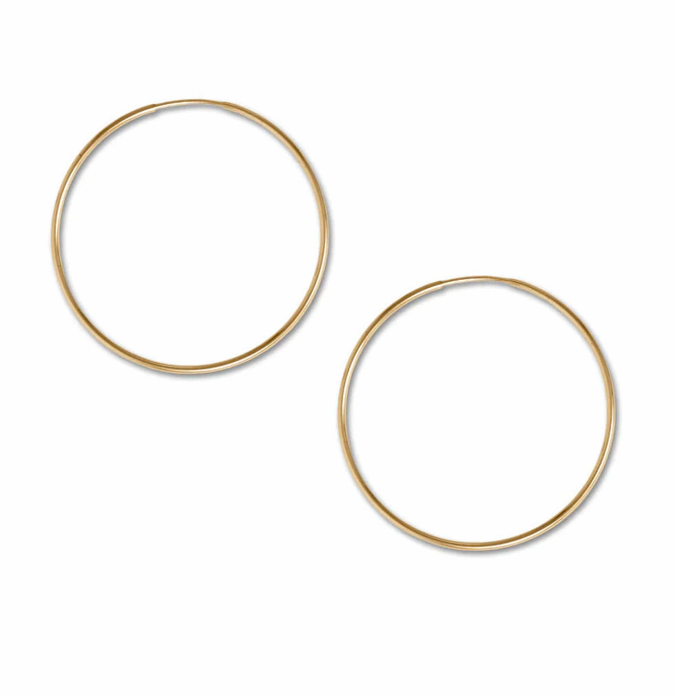 Rustic Jewelry Endless Hoop Earrings 38mm 14k Gold-filled - Made in the USA