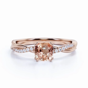Graceful Structure 1.25 ct Cushion Morganite Infinity Engagement Ring
