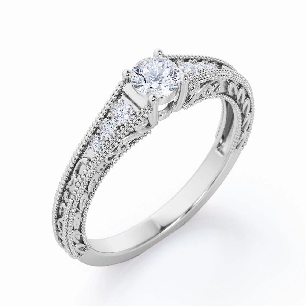 Durable piece Seven Stone 0.50 Ct Round Cut Diamond Engagement Ring