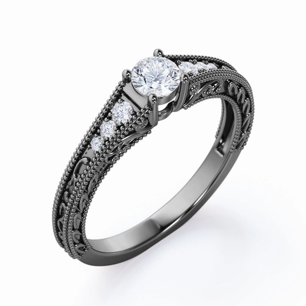 Special Design Seven Stone 0.50 Ct Round Cut Diamond Engagement Ring