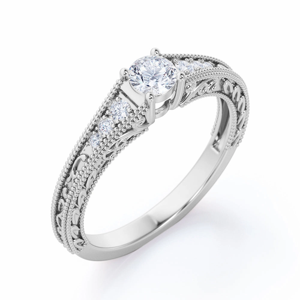 Seven Stone 0.50 Ct Round Cut Diamond Engagement Ring Brilliant Decoration