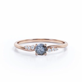 Seven Stone 0.75 Ct Round Salt and Pepper Diamond Engagement Ring Dynamic Gift