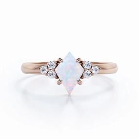 Seven Stone 1 Ct Kite Cut Lab Created Opal Engagement Ring Personal Jewelry