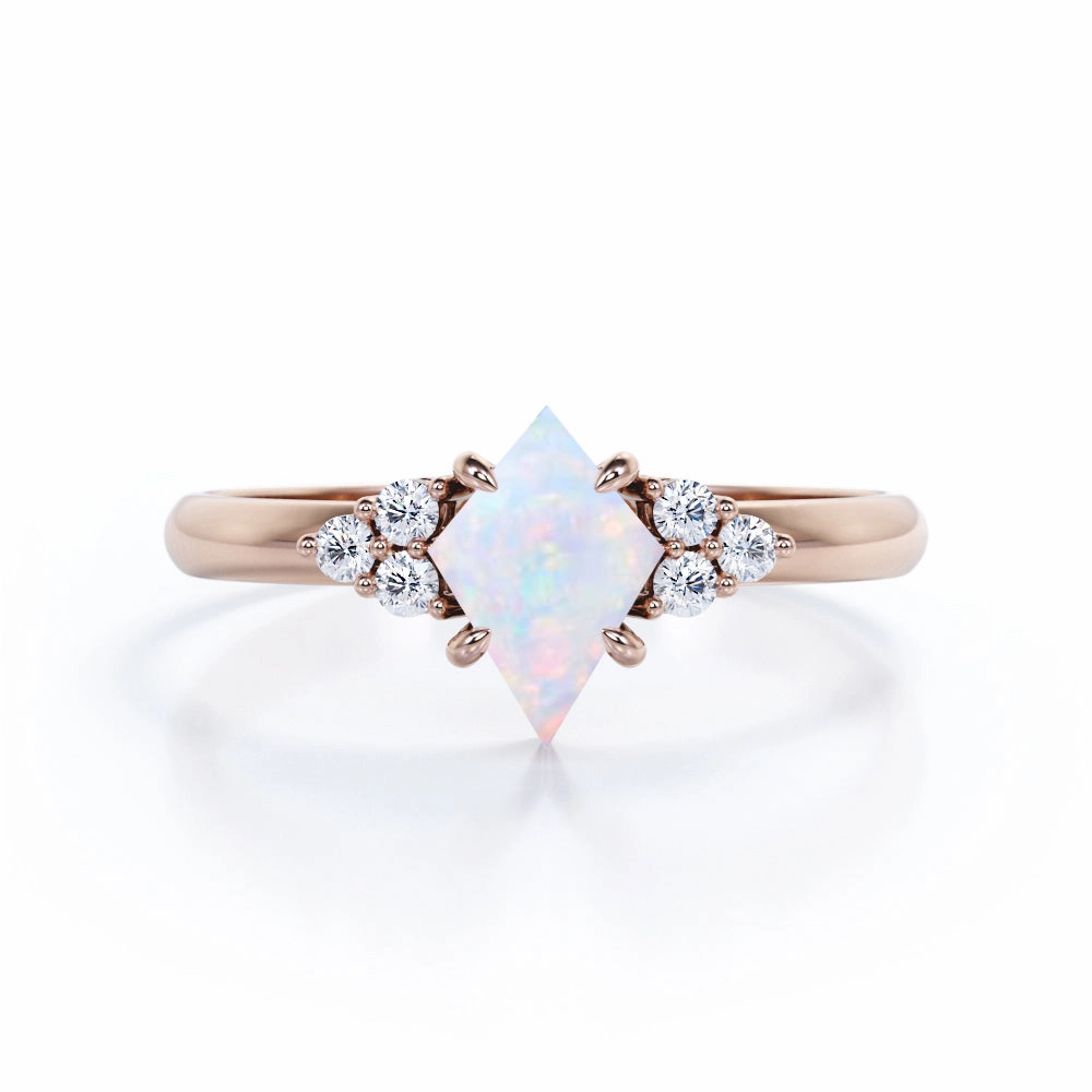 Seven Stone 1 Ct Kite Cut Lab Created Opal Engagement Ring Low-Cost Article