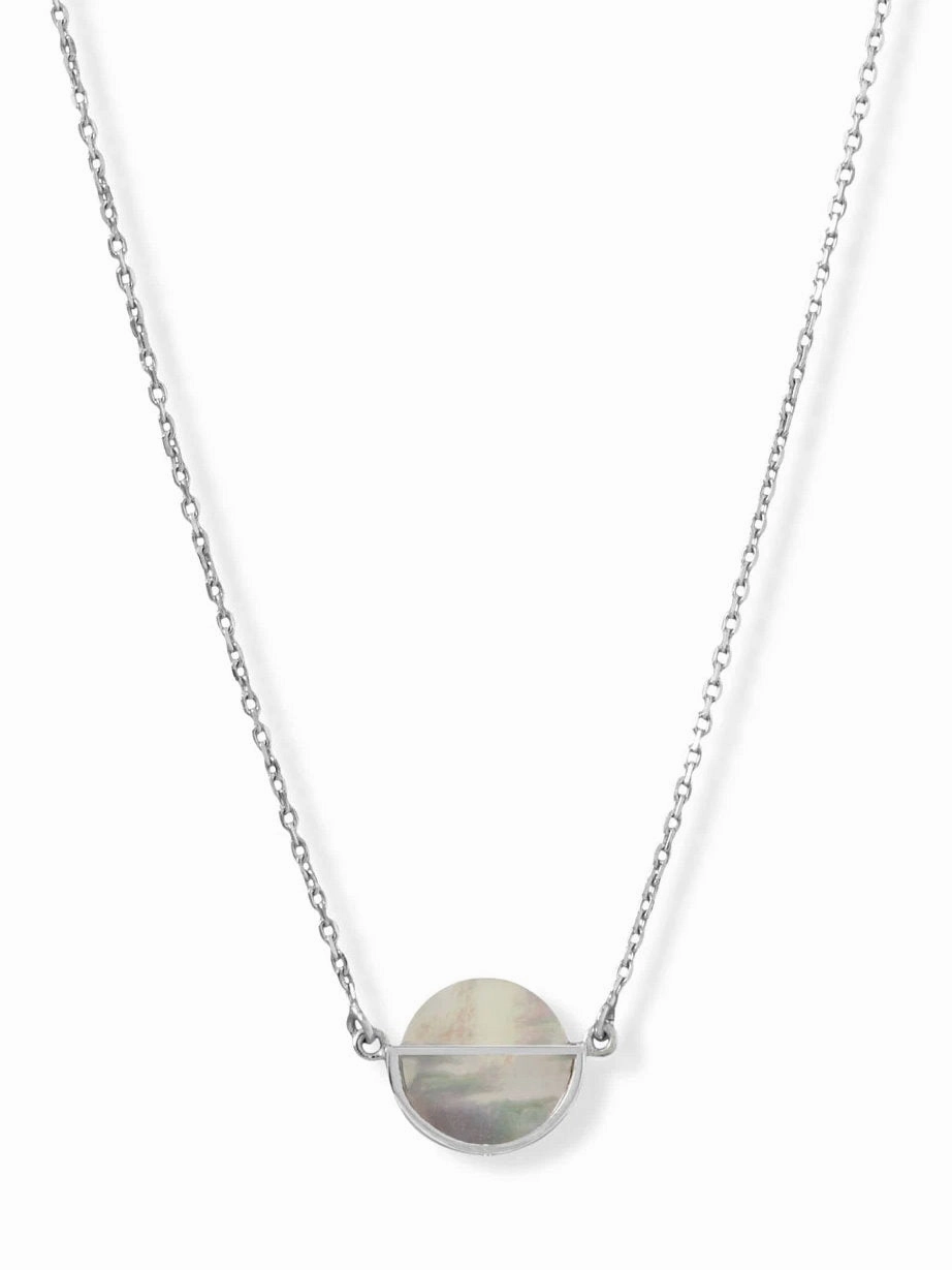 Shell Moon Necklace Rhodium on Sterling Silver Adjustable Wedding Day