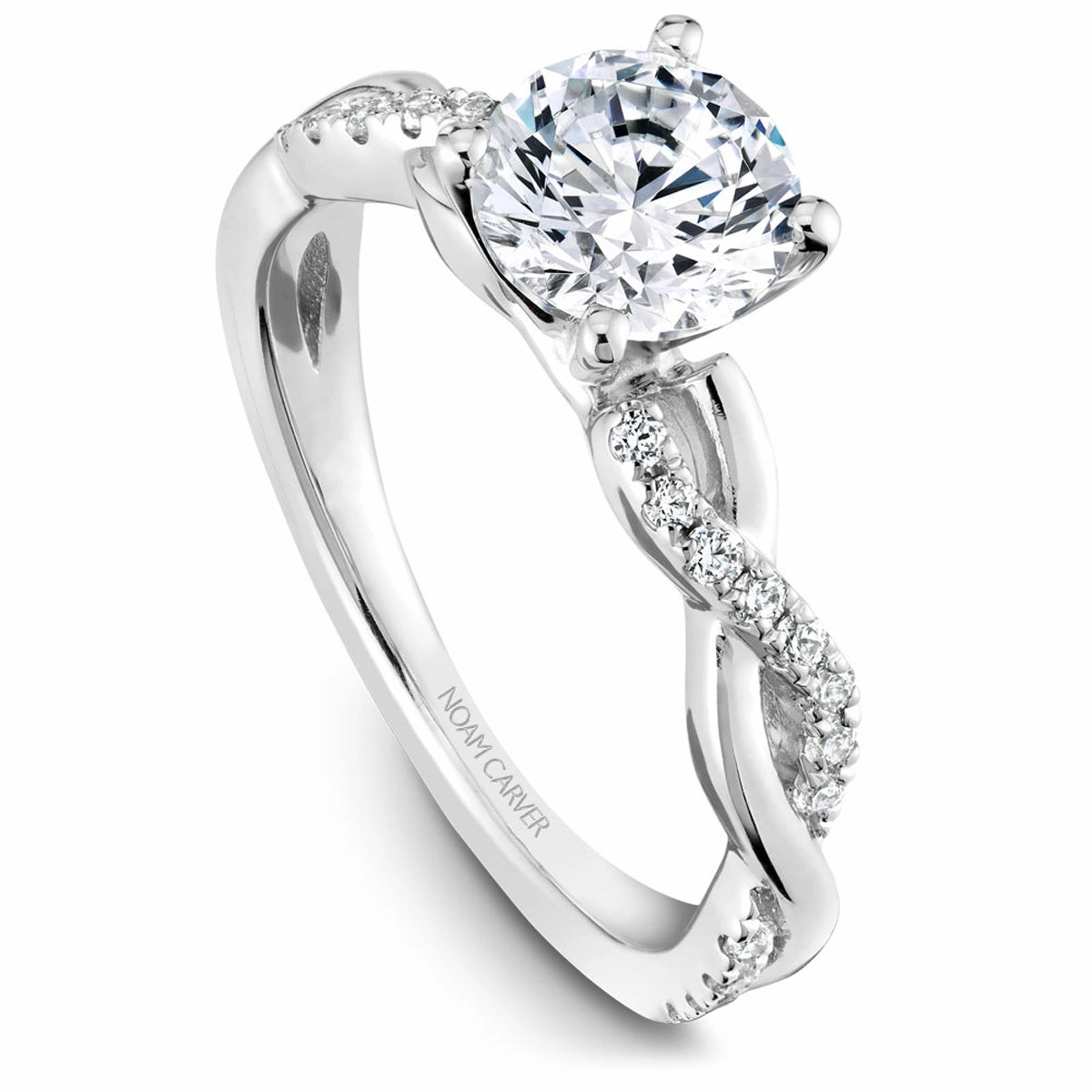 Sleek Outline Noam Carver Twist Diamond Engagement Ring Setting in White Gold