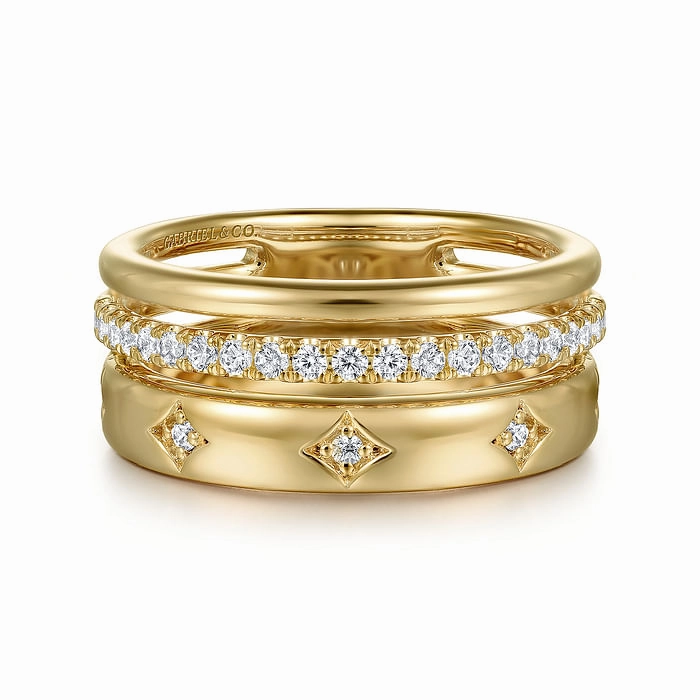 Bridal Choice Bright Reflection 14K Yellow Gold Diamond Easy Stackable Ladies Ring