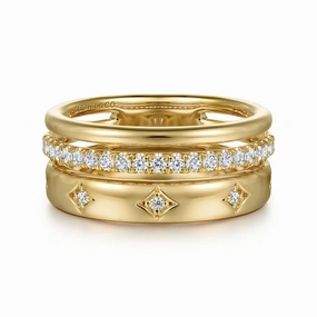 Bridal Choice Bright Reflection 14K Yellow Gold Diamond Easy Stackable Ladies Ring