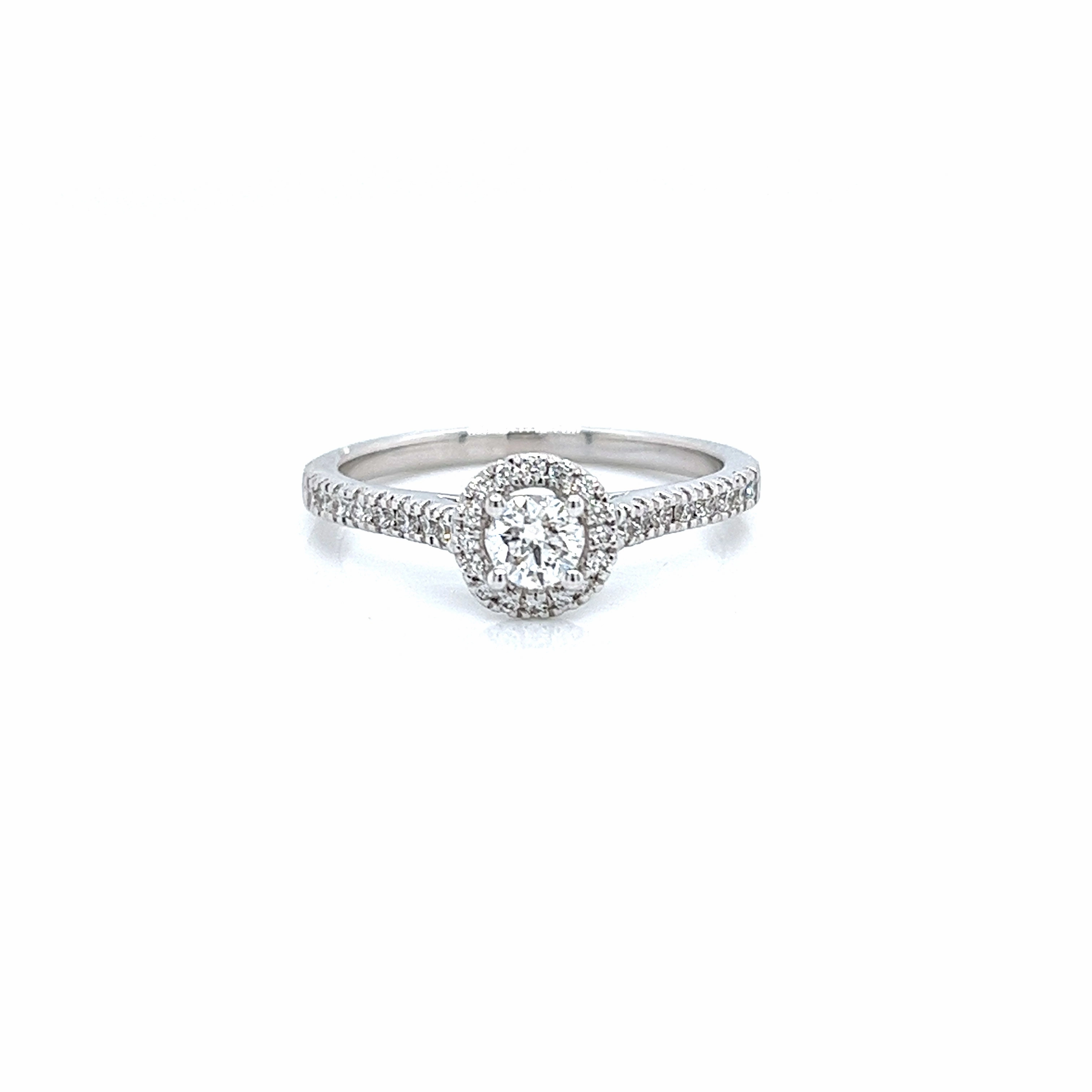 Bremer Jewelry Round Center Halo Diamond Engagement Ring in 14K White Gold (.50ctw) Opulent Accent