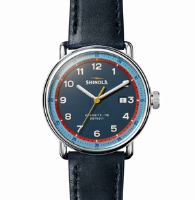 Glamorous Finish True Touch Shinola Watch: Canfield Model C56 3hd 43mm, Navy Leather Strap