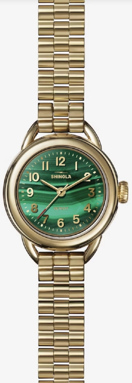 Shinola Watch: Shinola Runabout 3h 25mm, Gold Bracelet Event Style