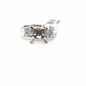 Gentle Look Fresh Sparkle Bremer Jewelry Round Center Three-Stone Diamond Engagement Ring Setting in Platinum (0.90ctw)