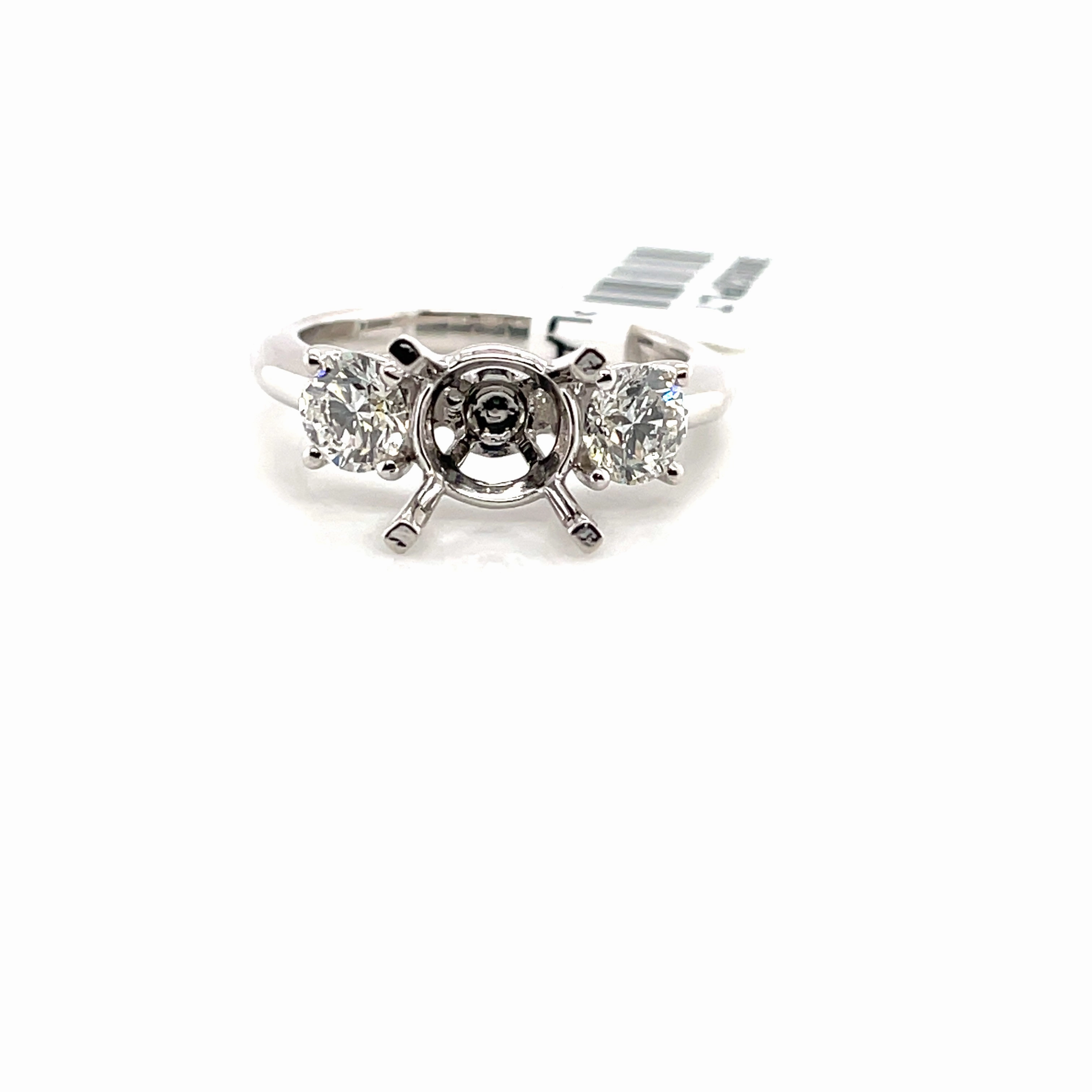 Gentle Look Fresh Sparkle Bremer Jewelry Round Center Three-Stone Diamond Engagement Ring Setting in Platinum (0.90ctw)