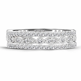 1 Carat Round cut Art Deco Wedding Ring Band Trio Set Designer Accent