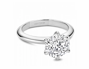 Noam Carver Round Center Solitaire Diamond Engagement Ring Setting in 14K White Gold Chic Edge Refined Detail