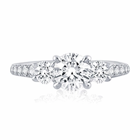 Glamour Accent A. Jaffe Metropolitan Three-Stone Diamond Engagement Ring Setting in White Gold