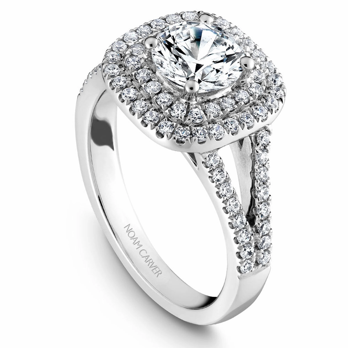 Noam Carver Double Halo Diamond Engagement Ring Setting in White Gold Vibrant Craftwork