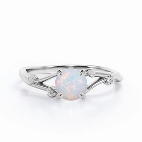 Universal Gift 1 Ct Round Cut Lab Created Opal Nature Engagement Ring