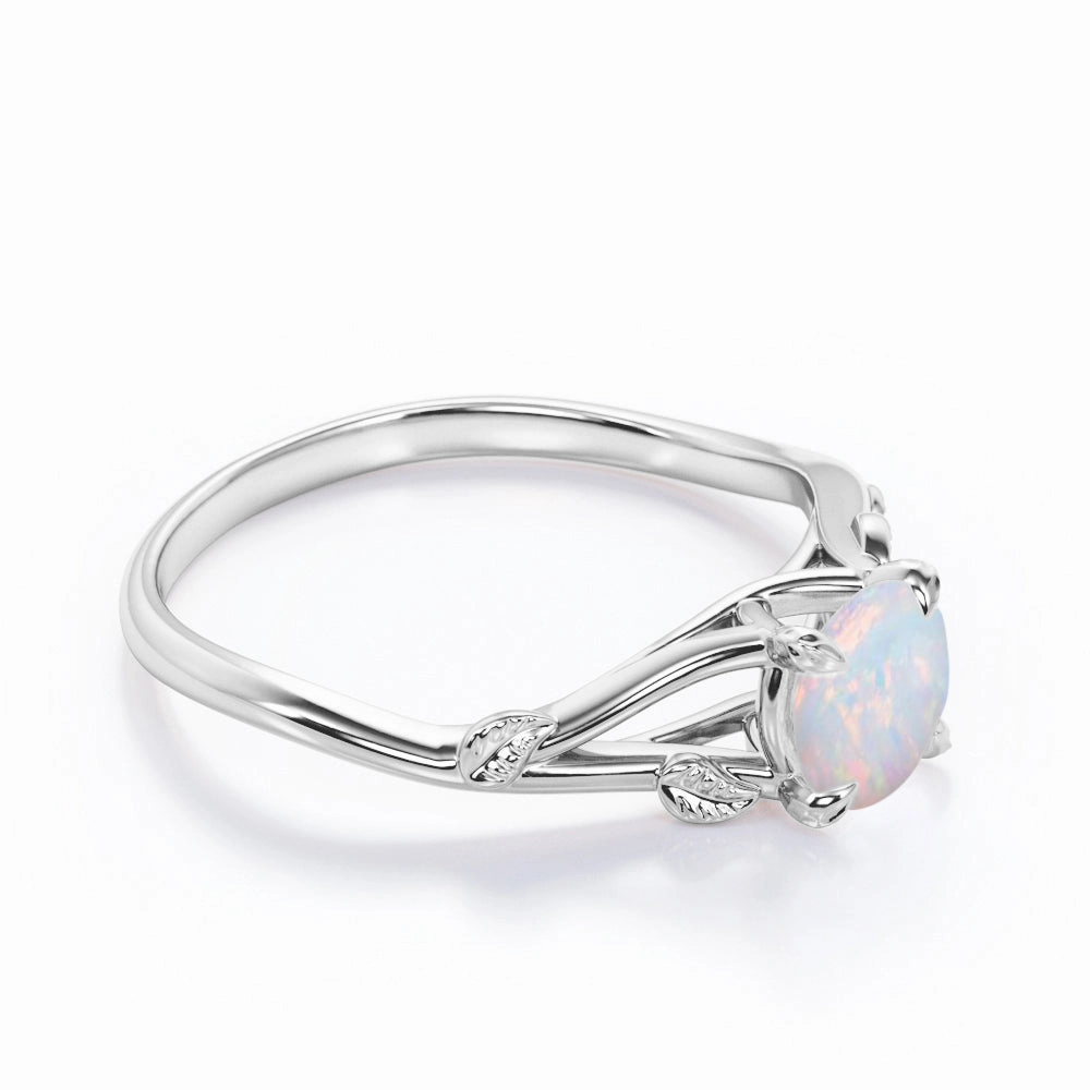 Classy Jewelry Lightweight Material 1 Ct Round Cut Lab Created Opal Nature Engagement Ring