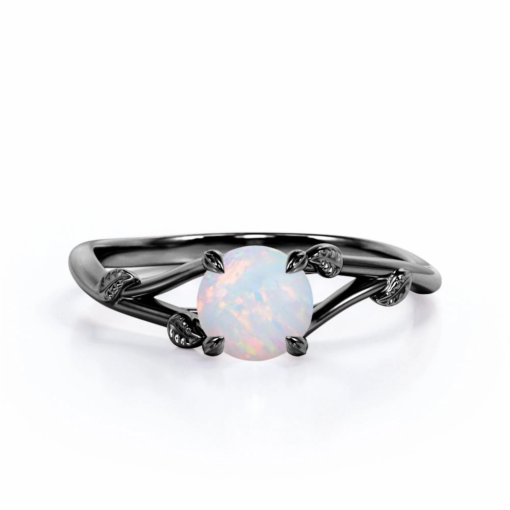 1 Ct Round Cut Lab Created Opal Nature Engagement Ring Trend Accent