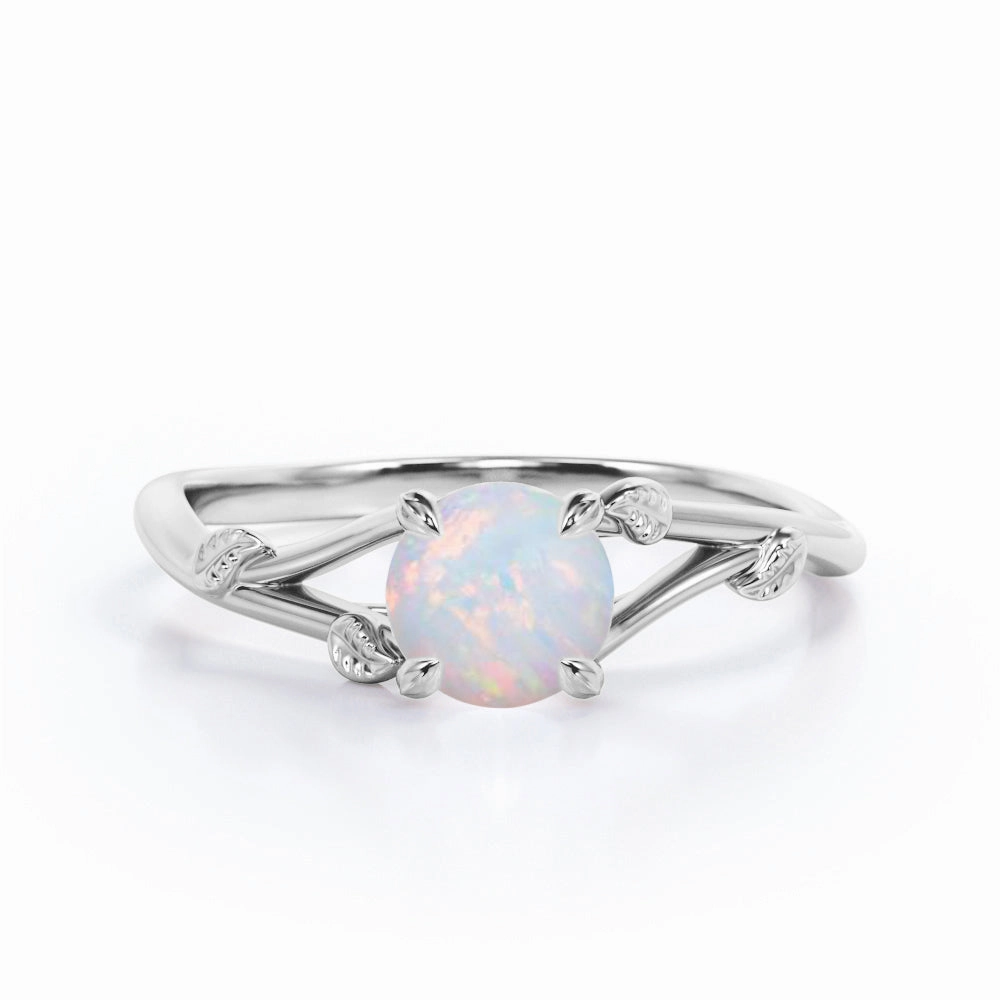 Universal Gift 1 Ct Round Cut Lab Created Opal Nature Engagement Ring
