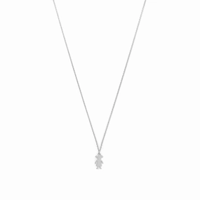 Ideal gift Event Style Silhouette Girl Necklace - Sterling Silver with Rhodium Plate