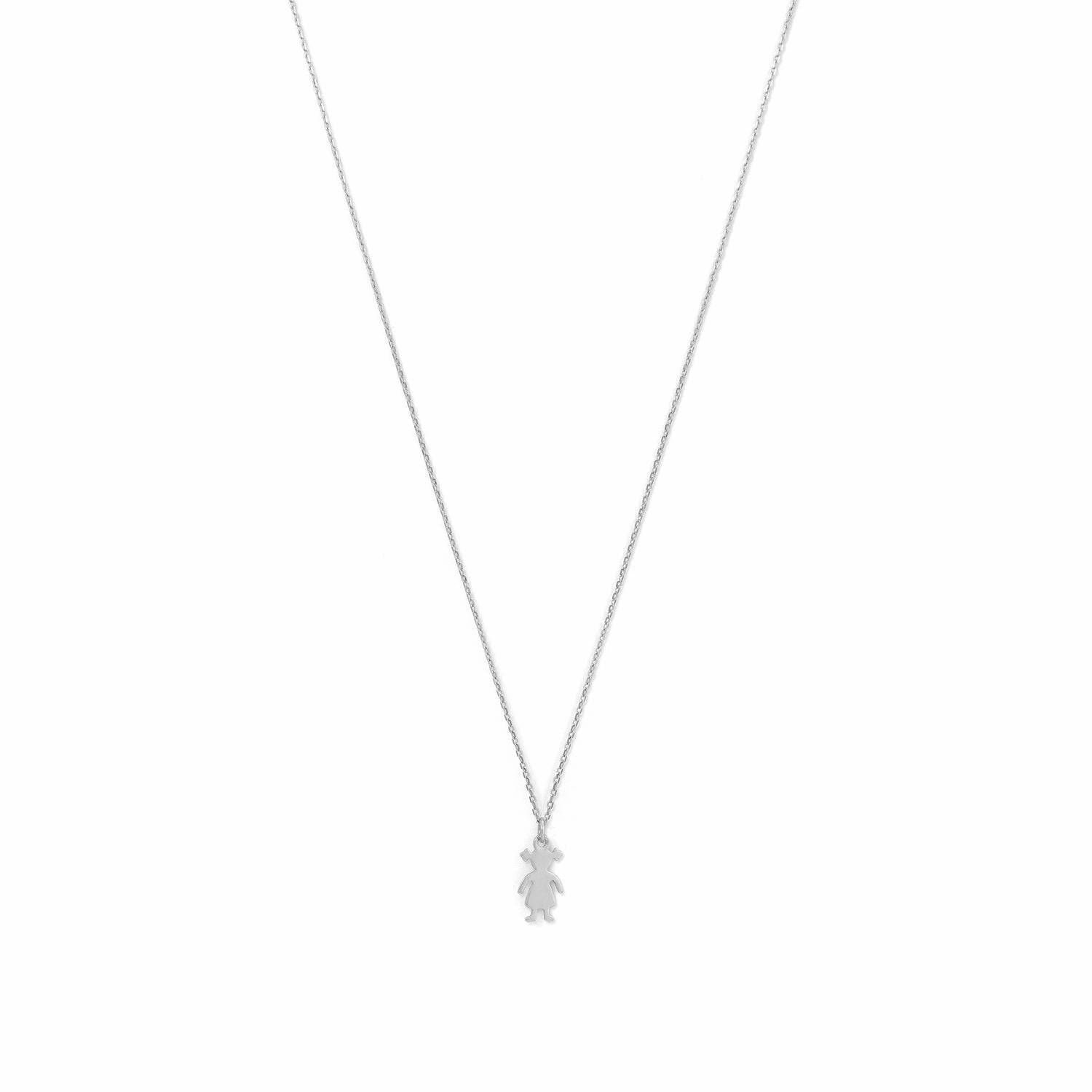 Ideal gift Event Style Silhouette Girl Necklace - Sterling Silver with Rhodium Plate