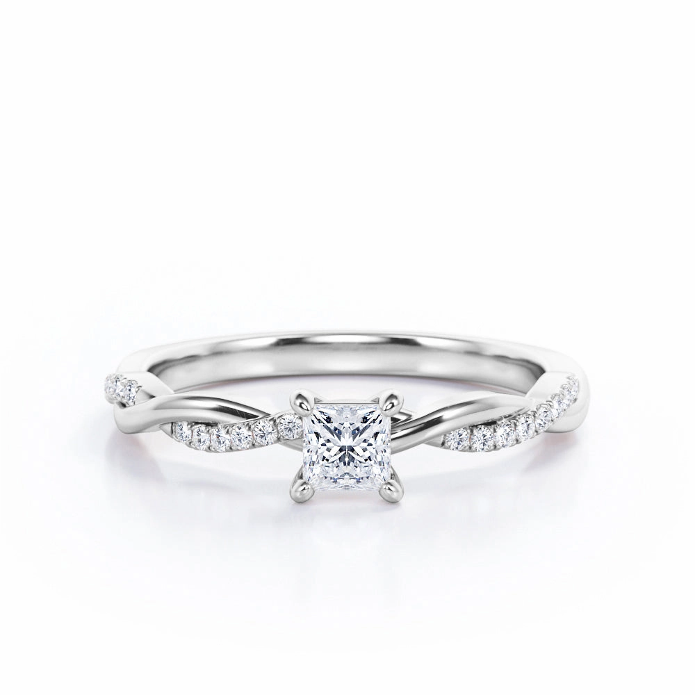 Infinity 0.50 Ct Princess Cut Diamond Engagement Ring Unique Creation