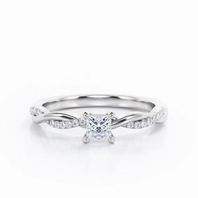 Infinity 0.50 Ct Princess Cut Diamond Engagement Ring Unique Creation