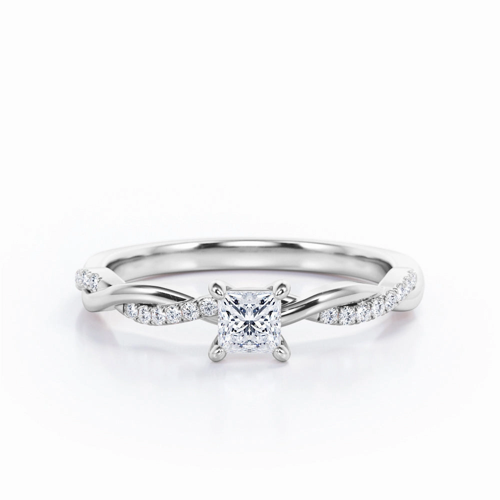 Infinity 0.50 Ct Princess Cut Diamond Engagement Ring Beautiful Craft
